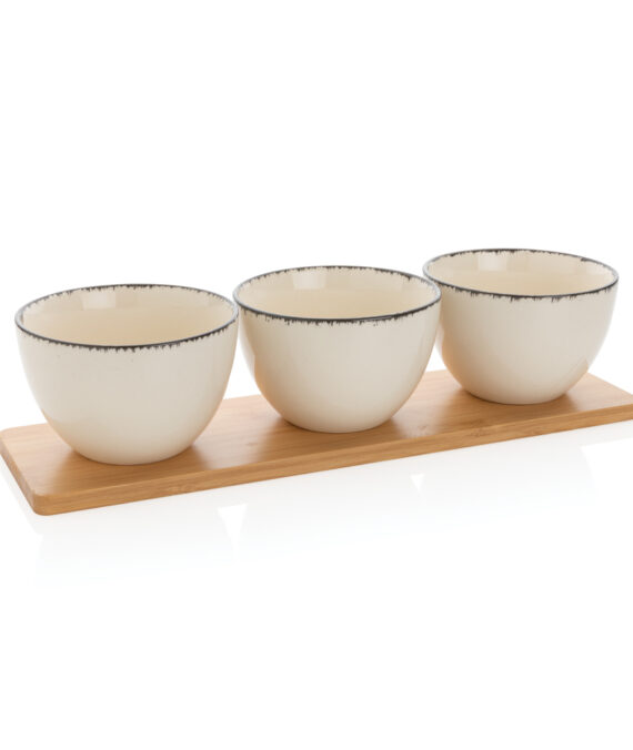Ukiyo Ukiyo 3pc serving bowl set with bamboo tray