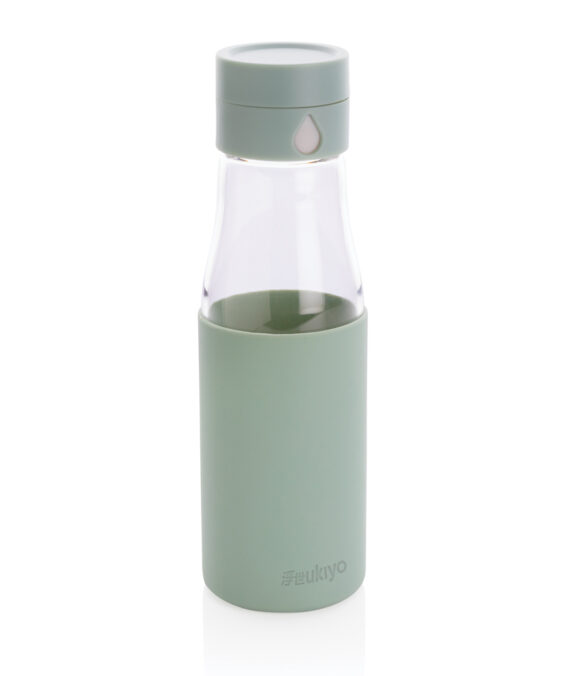 Ukiyo Ukiyo glass hydration tracking bottle with sleeve