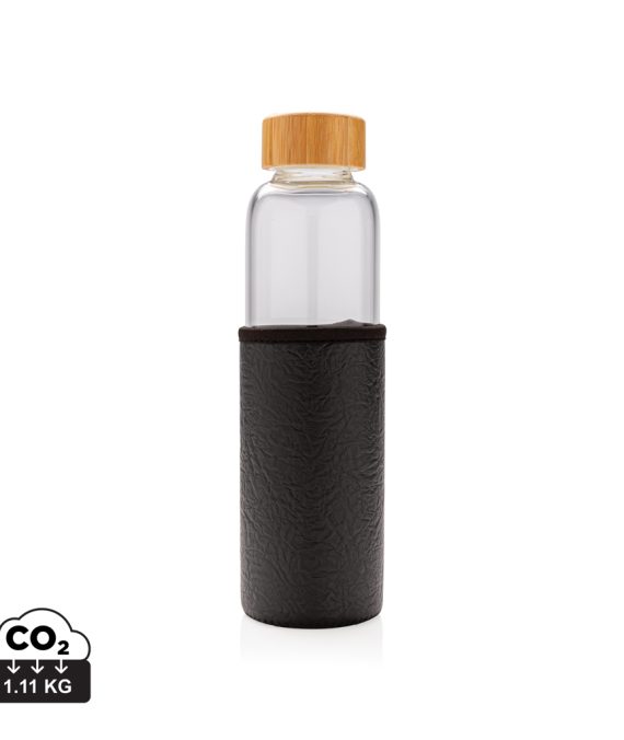 XD Collection Glass bottle with textured PU sleeve