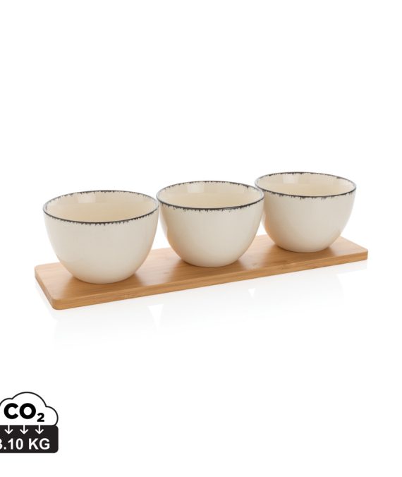 Ukiyo Ukiyo 3pc serving bowl set with bamboo tray