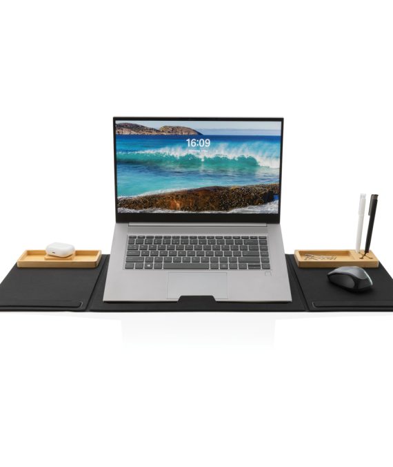 XD Xclusive Impact AWARE RPET Foldable desk organizer with laptop stand