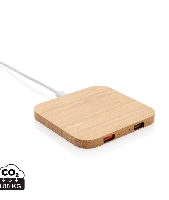 XD Collection Bamboo 5W wireless charger with USB