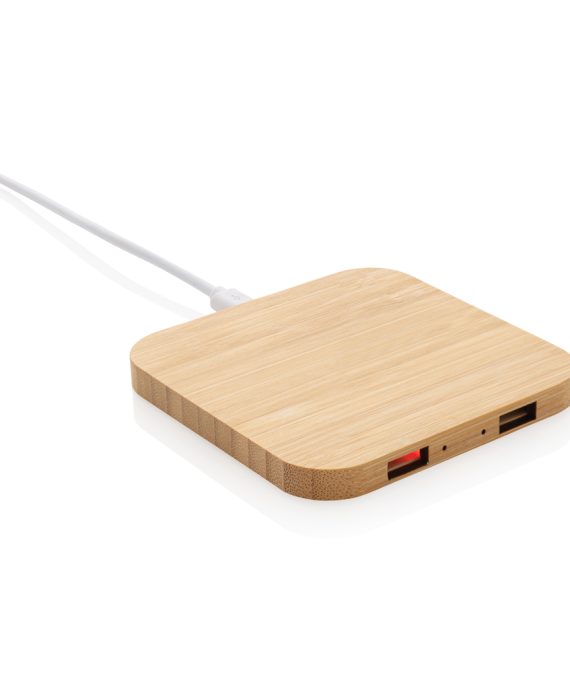 XD Collection Bamboo 10W wireless charger with USB