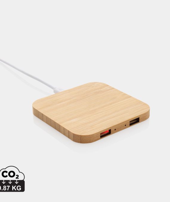 XD Collection Bamboo 10W wireless charger with USB