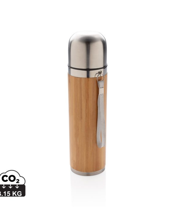 XD Collection Bamboo vacuum travel flask