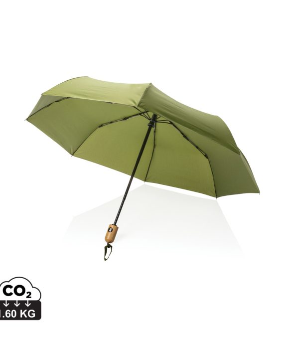 XD Collection 21″ Impact AWARE™ RPET 190T bamboo auto open/close umbrella