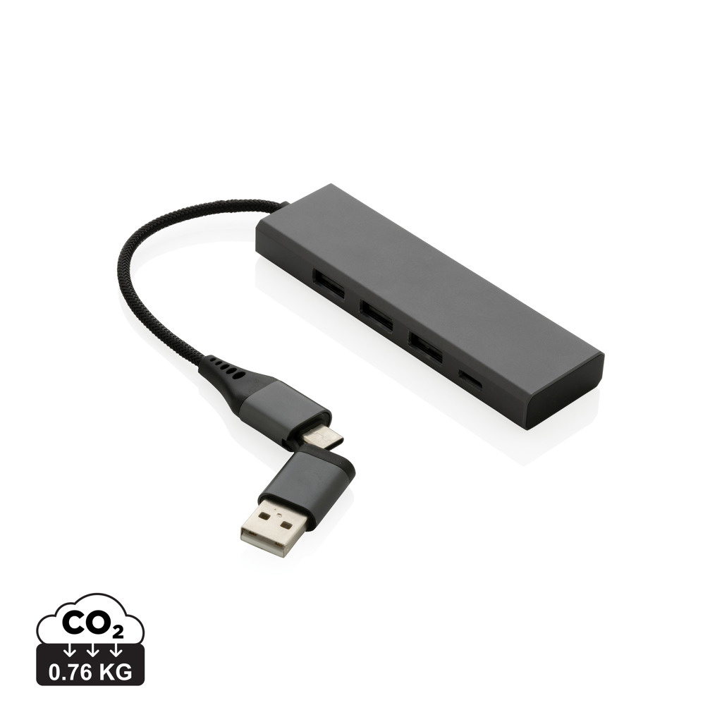 XD Xclusive Terra RCS recycled aluminium hub with 3 USB ports