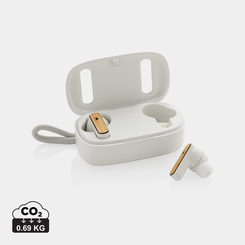 XD Collection RCS recycled plastic & bamboo TWS earbuds
