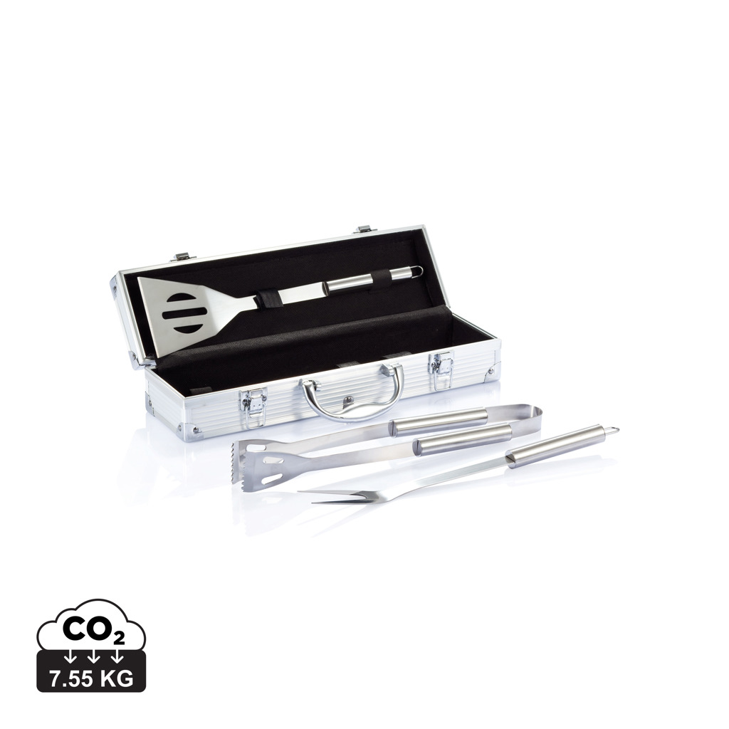 XD Collection 3 pcs barbecue set in aluminium box