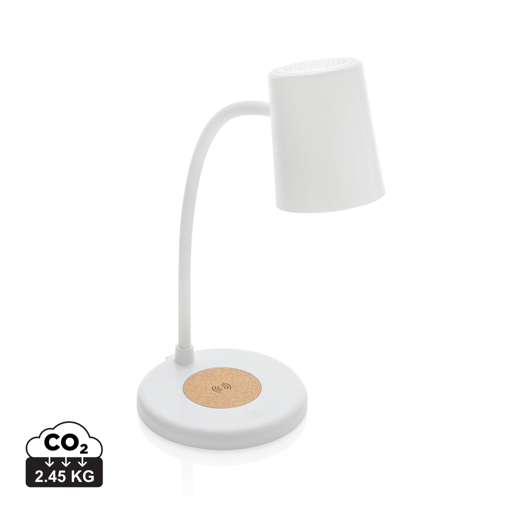 XD Collection Zenara RCS recycled plastic and cork 15W wireless desk lamp