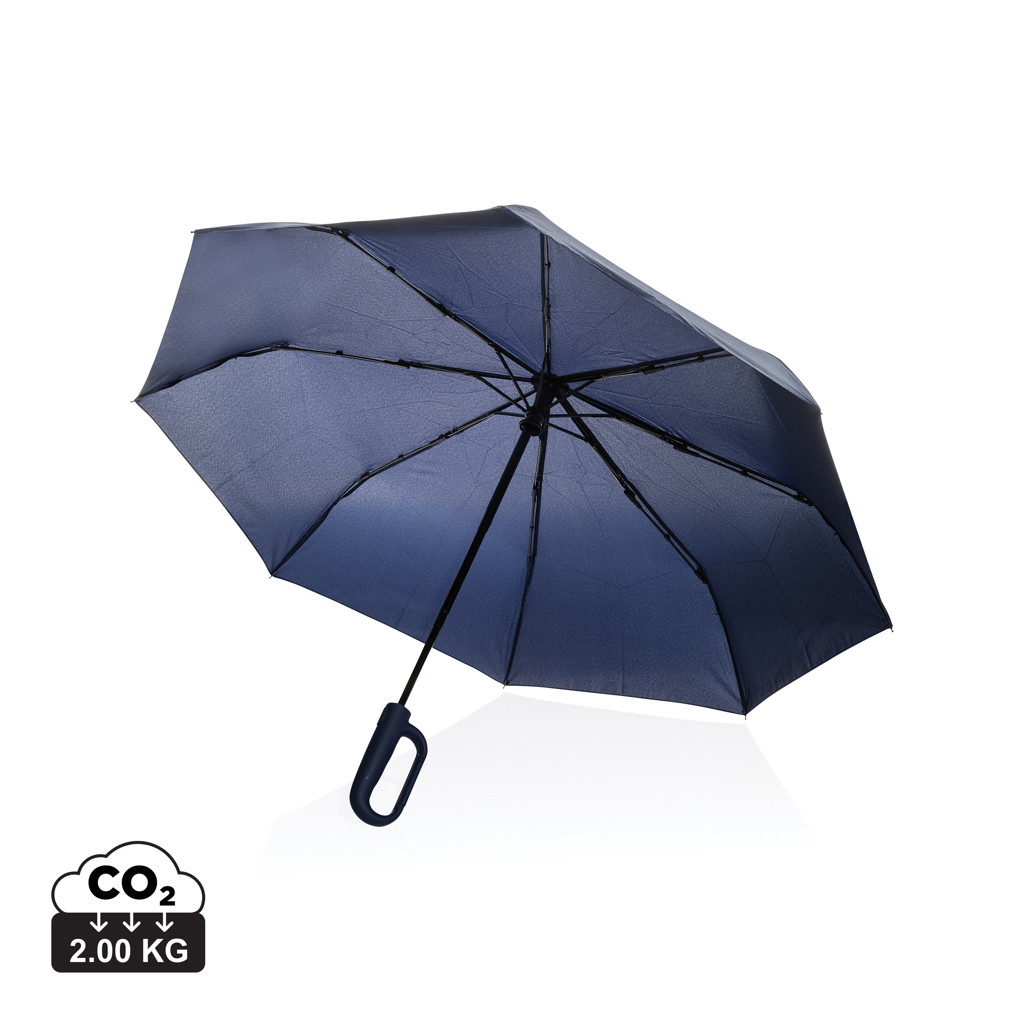 XD Collection Yara 21″ AWARE™ RPET solid colour umbrella with carabiner