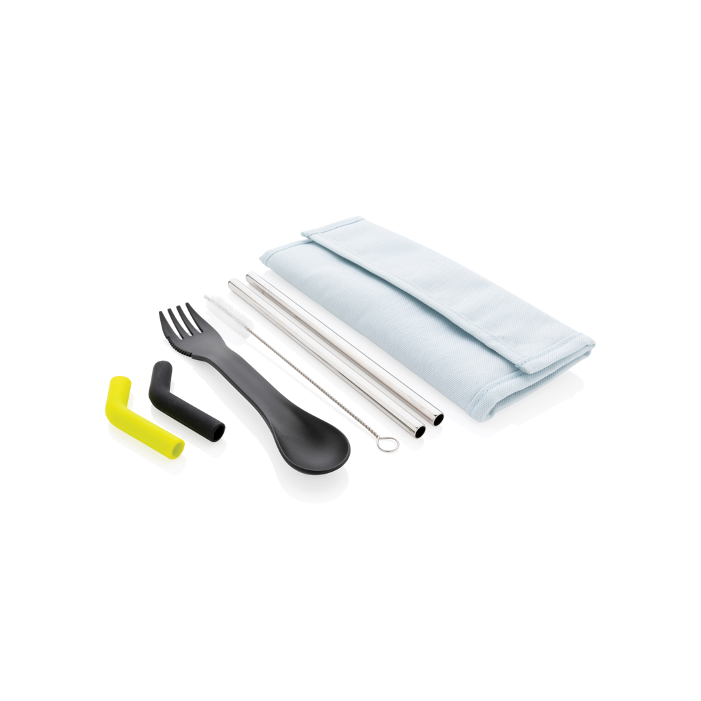 XD Collection Tierra 2pcs straw and cutlery set in pouch