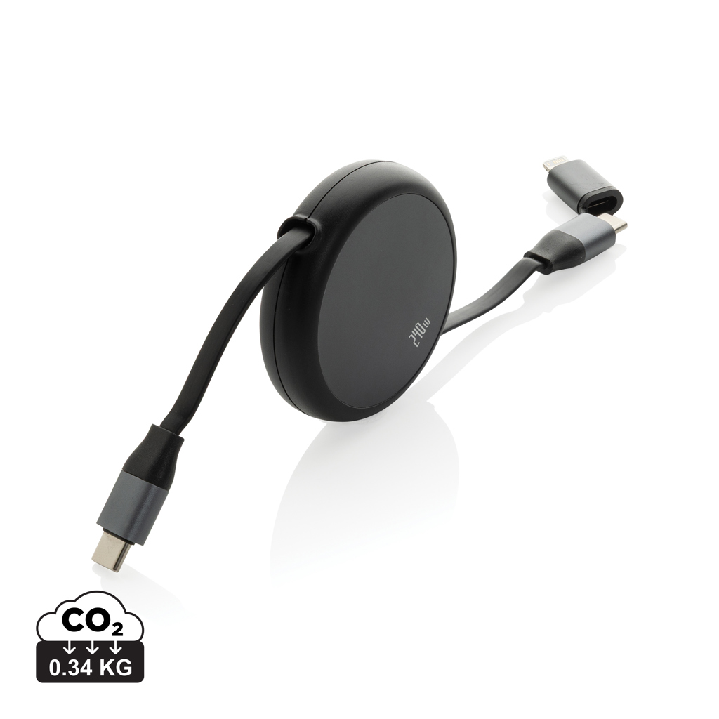 XD Xclusive Terra RCS recycled aluminium retractable 240W 2-in-1 cable