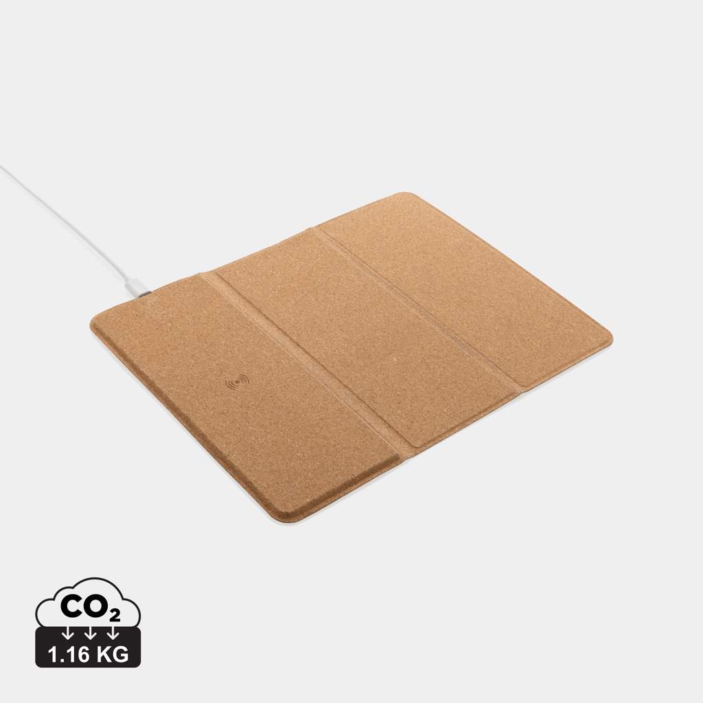 XD Collection 10W wireless charging cork mousepad and stand