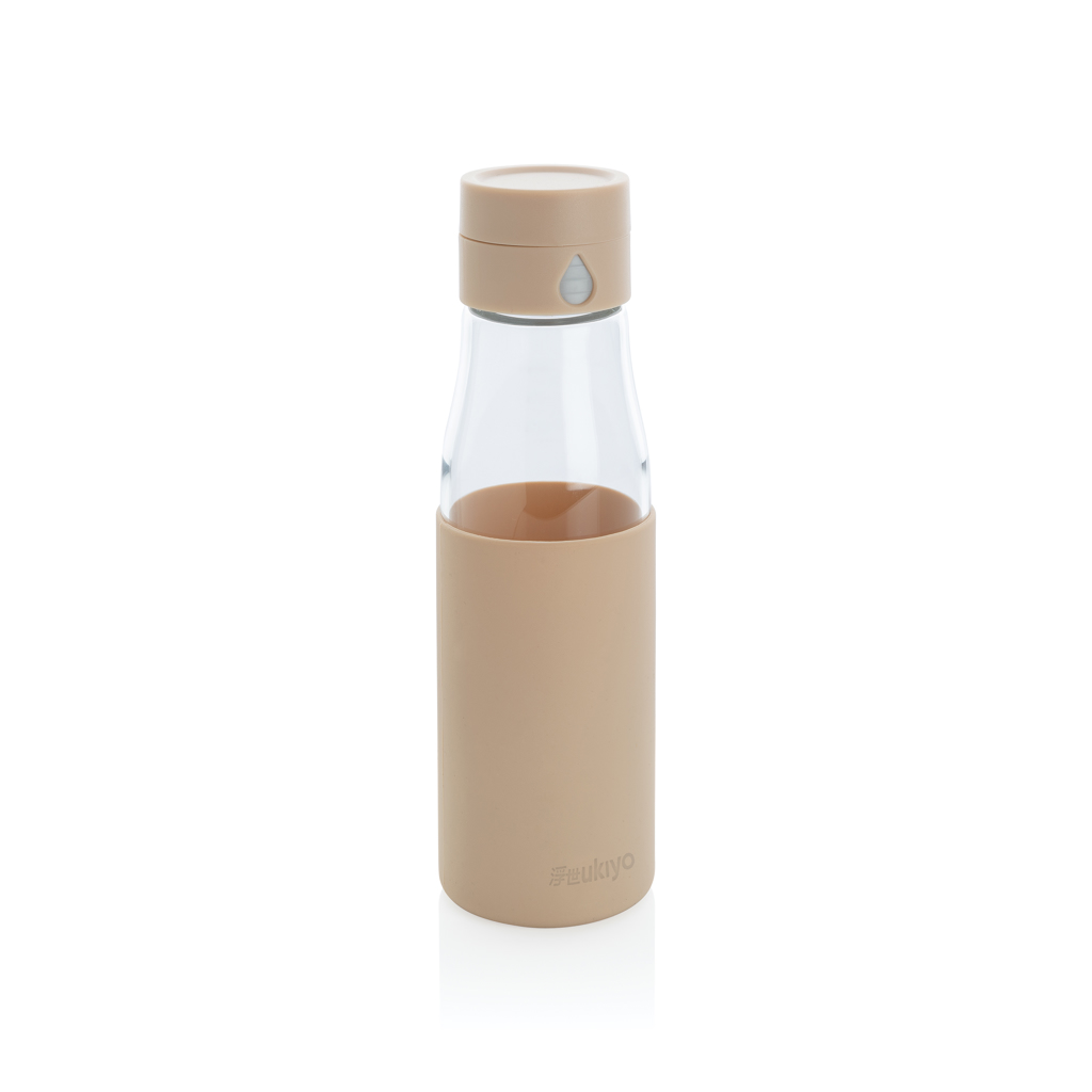 Ukiyo Ukiyo glass hydration tracking bottle with sleeve