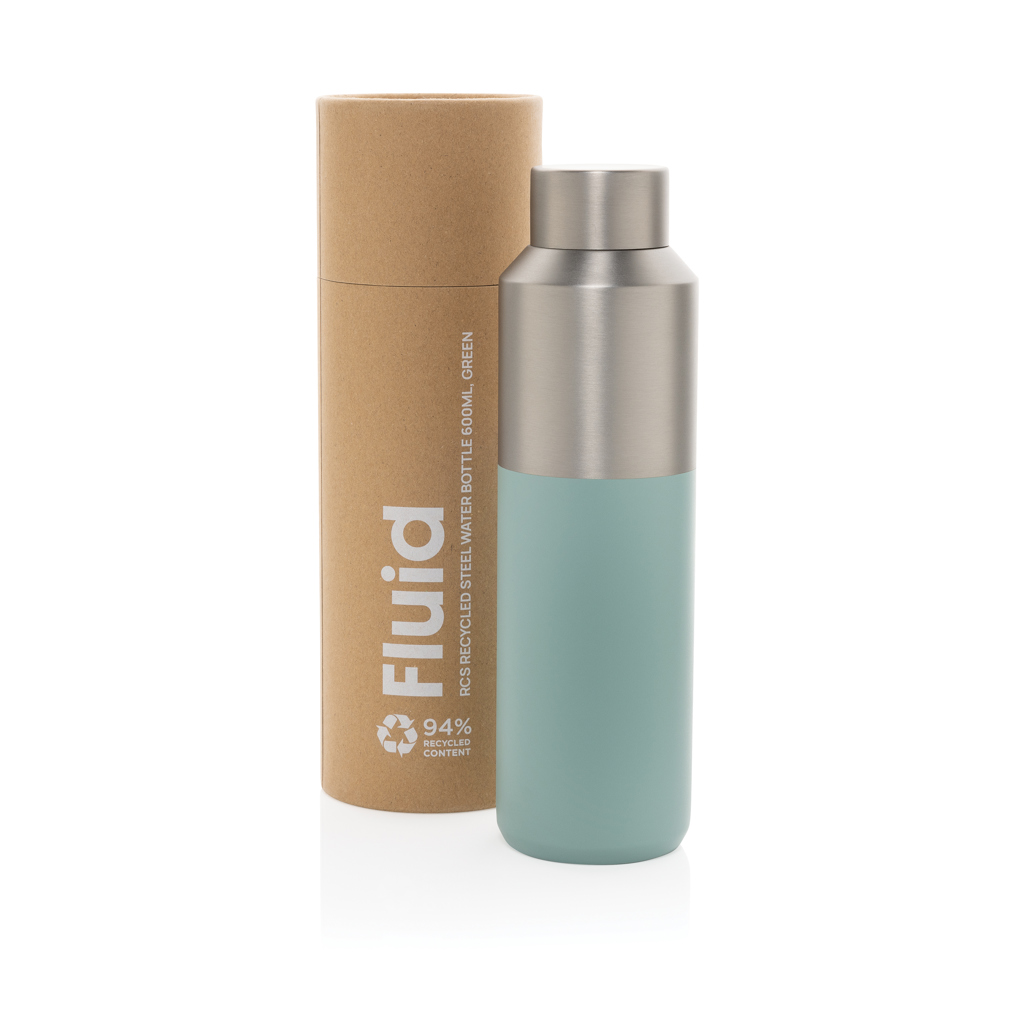 XD Collection Fluid RCS certified recycled steel water bottle 600ml