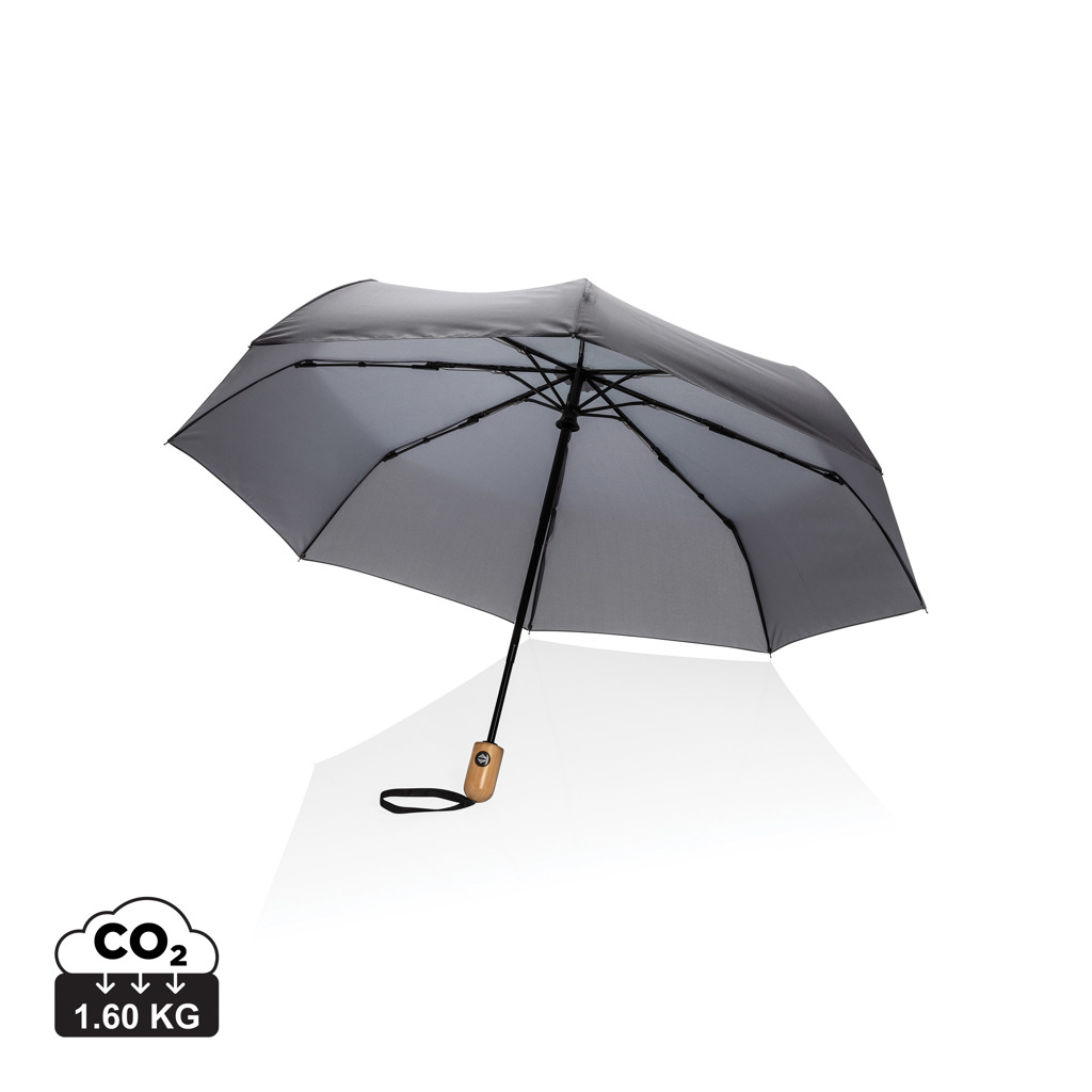XD Collection 21″ Impact AWARE™ RPET 190T bamboo auto open/close umbrella