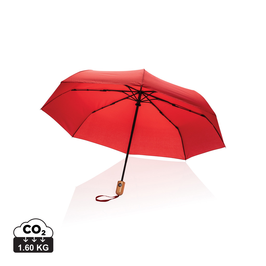 XD Collection 21″ Impact AWARE™ RPET 190T bamboo auto open/close umbrella