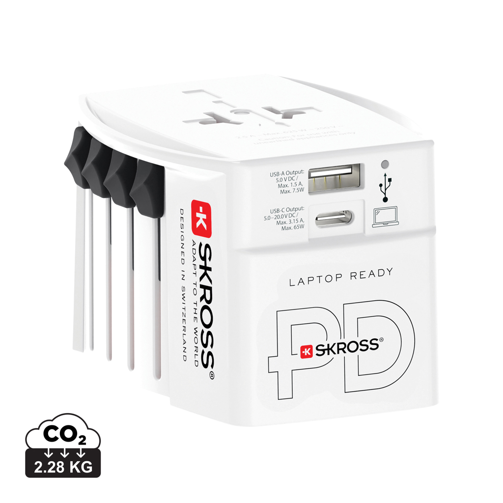 Skross SKROSS World Travel Adapter MUV 65W PD with USB C Cable