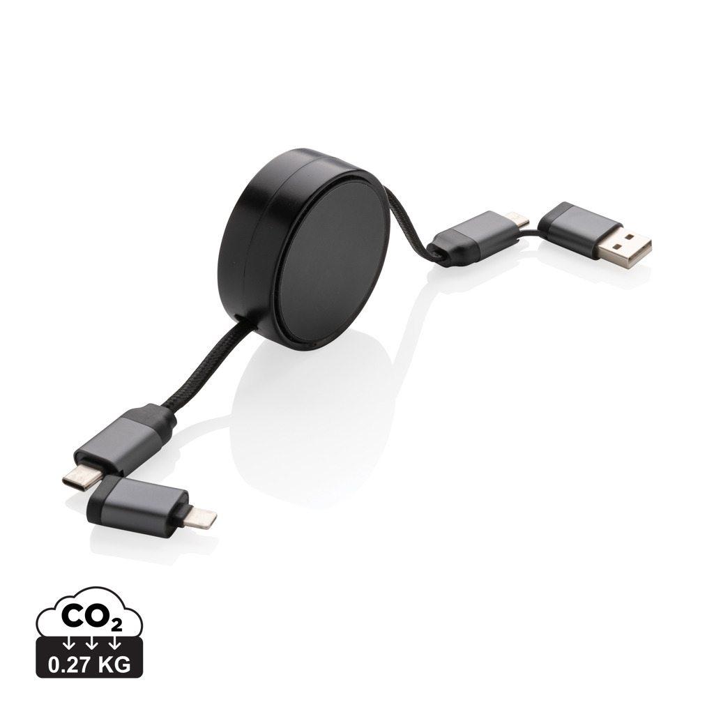 XD Xclusive Terra RCS recycled aluminium retractable 6 in 1 45W cable