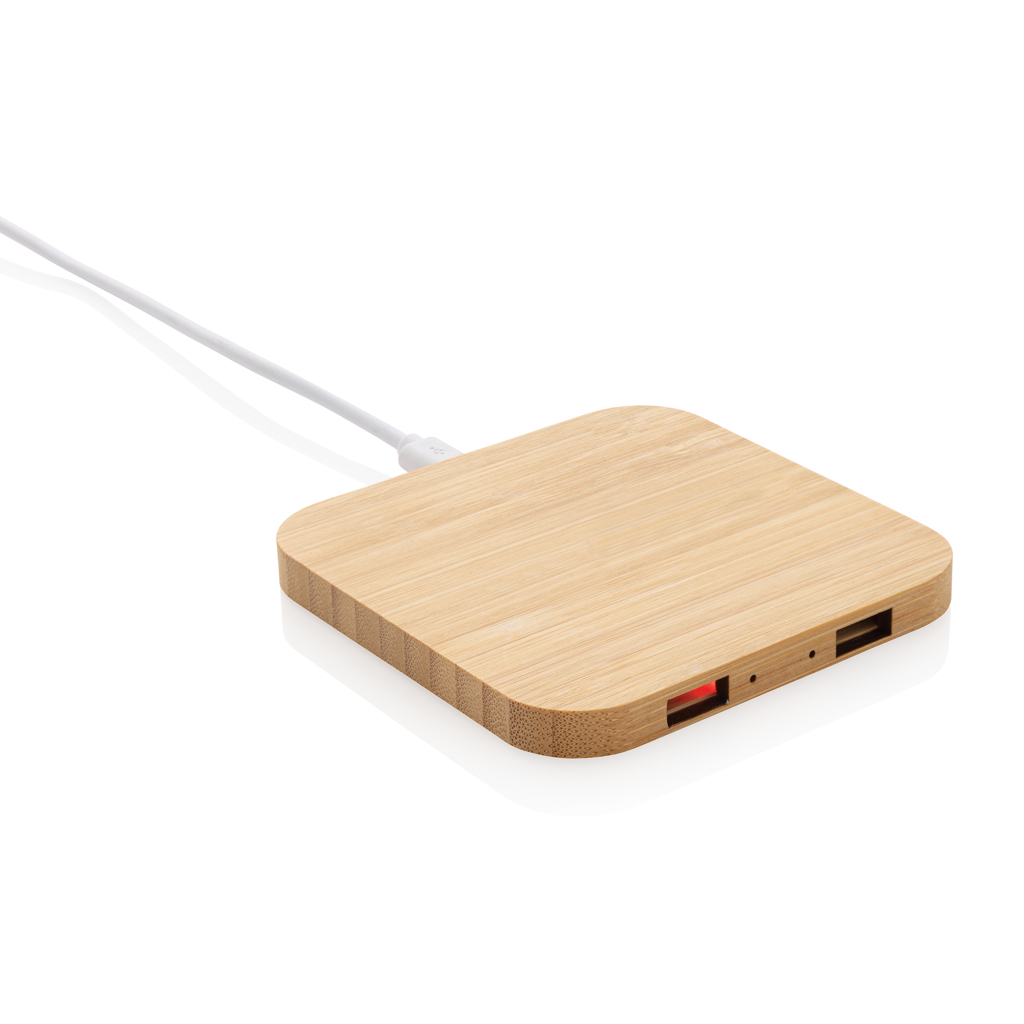 XD Collection Bamboo 10W wireless charger with USB