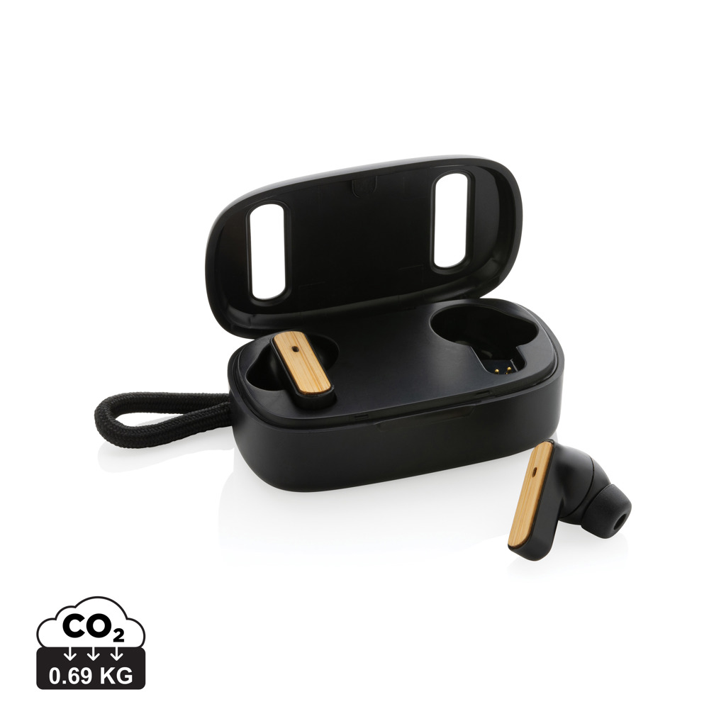 XD Collection RCS recycled plastic & bamboo TWS earbuds