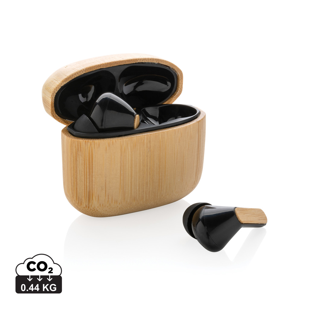 XD Collection Bamboo TWS earbuds with RCS recycled plastic
