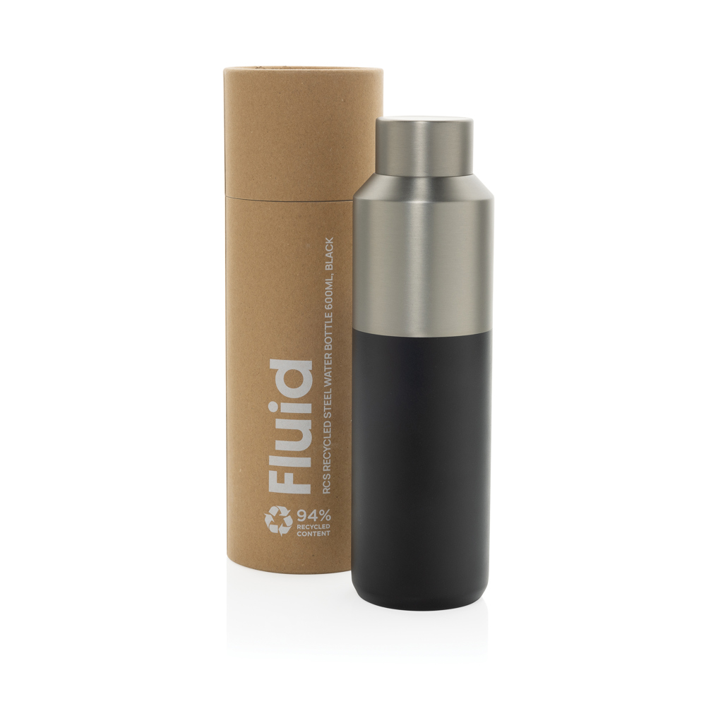 XD Collection Fluid RCS certified recycled steel water bottle 600ml