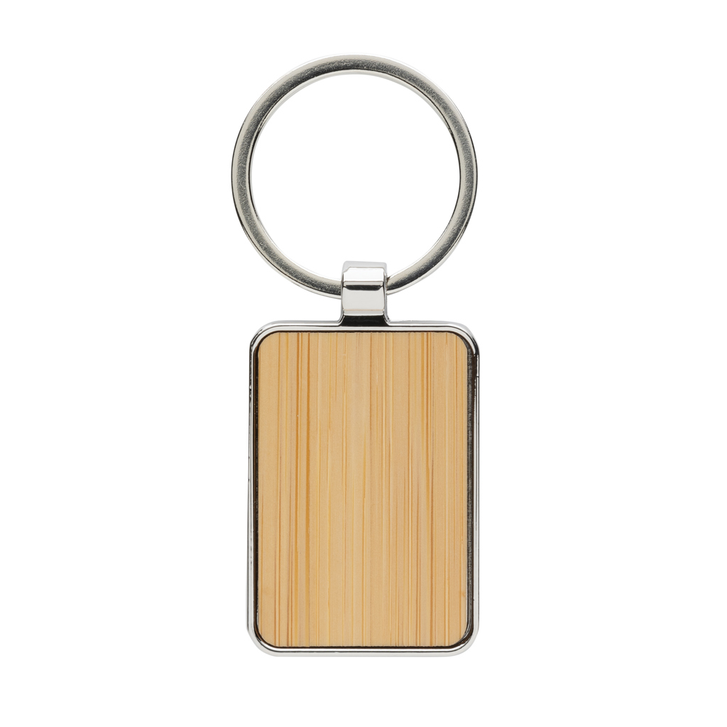 XD Collection RCS recycled zinc alloy rectangle keychain with bamboo