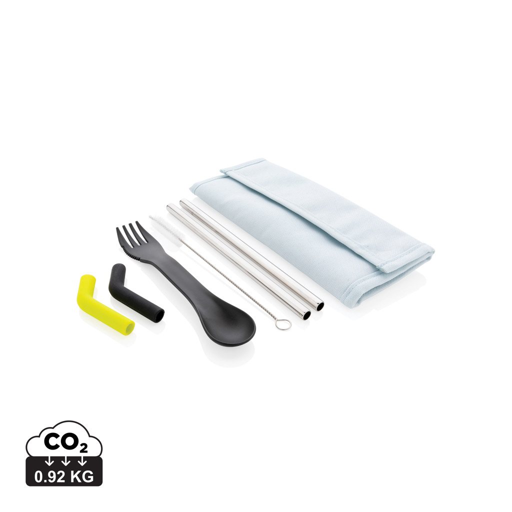 XD Collection Tierra 2pcs straw and cutlery set in pouch