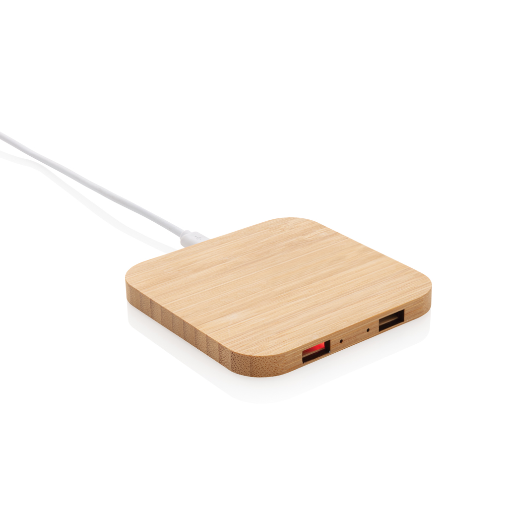 XD Collection Bamboo 5W wireless charger with USB