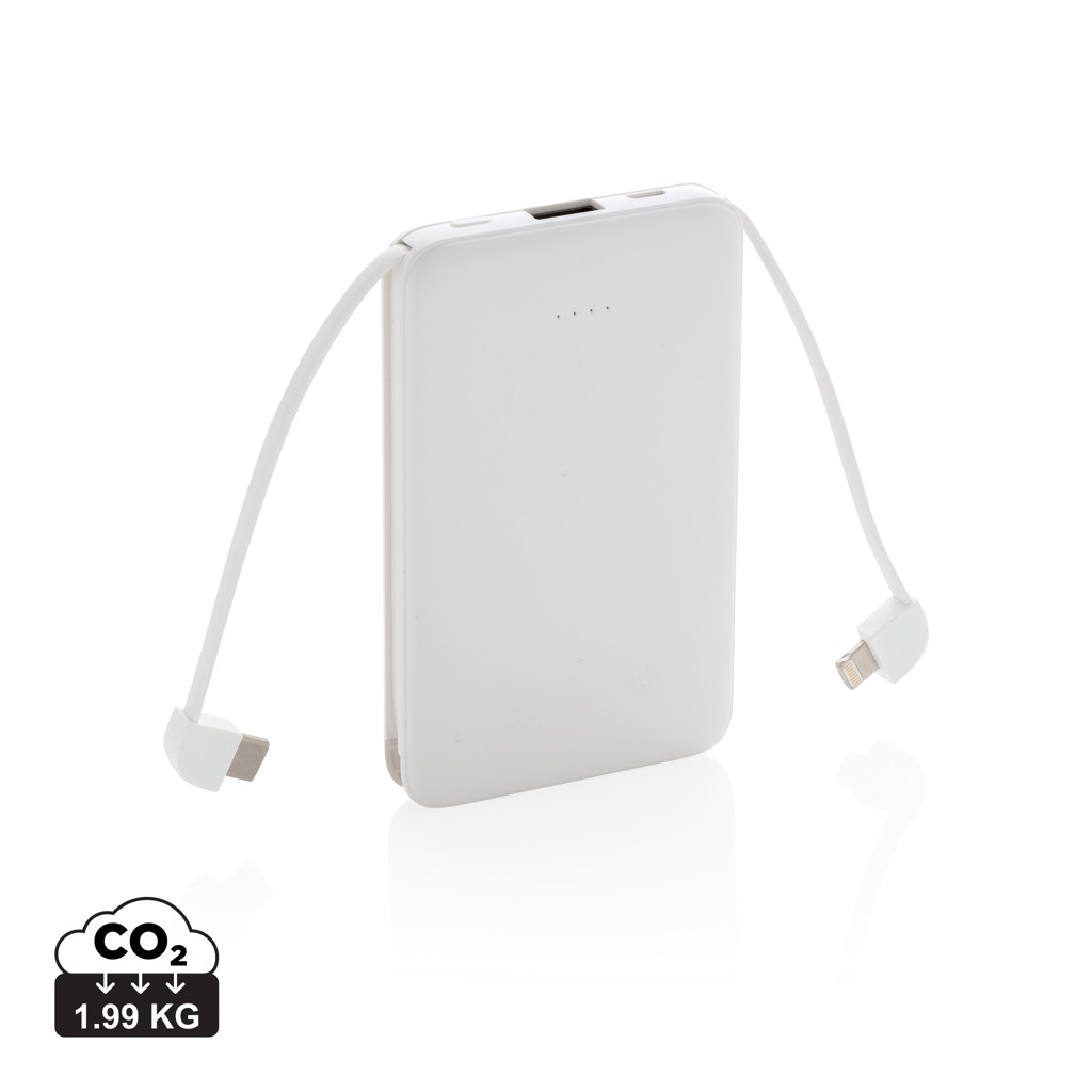 XD Collection 5.000 mAh Pocket Powerbank with integrated cables