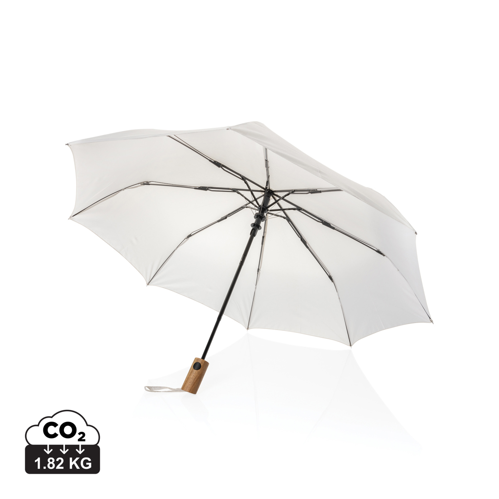 XD Collection Kaycey 21″ AWARE™ RPET Acacia wood mini auto open umbrella