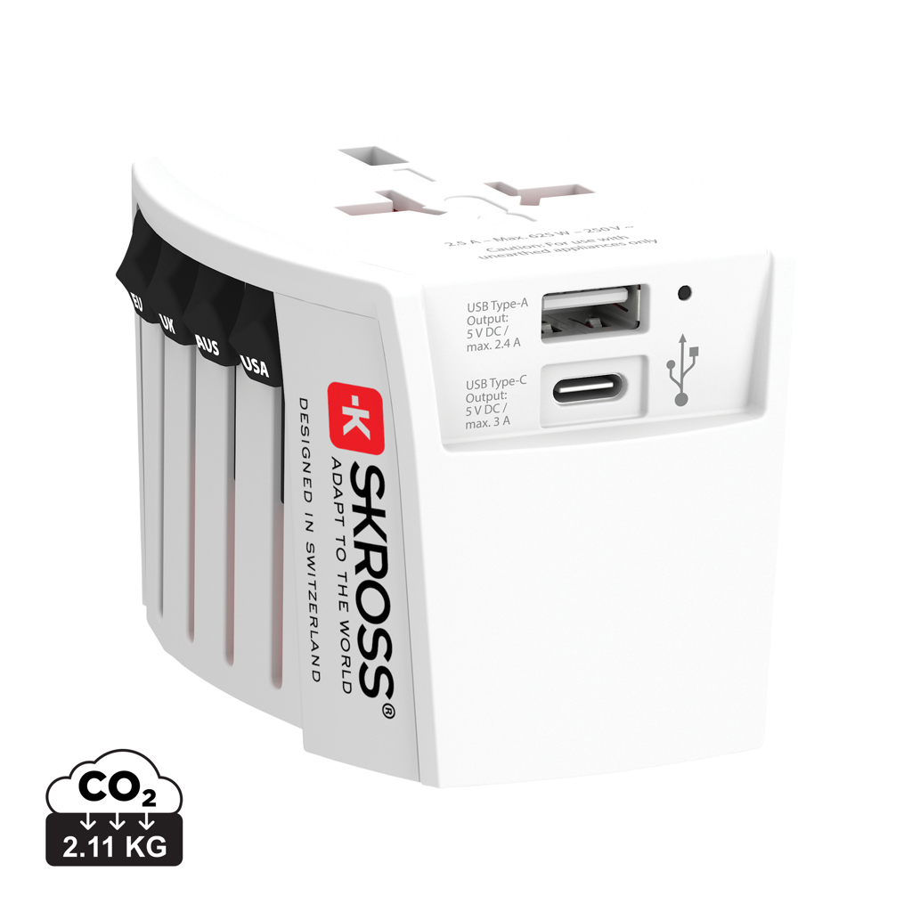 Skross SKROSS World Travel Adapter MUV 2-pole with USB A and C