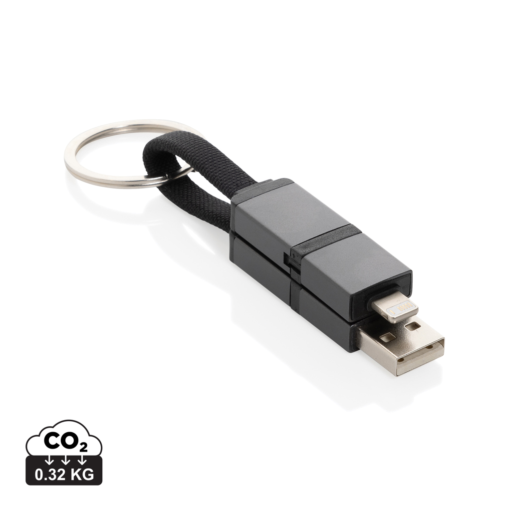 XD Xclusive Terra recycled aluminium 4 in 1 60W fast charging cable