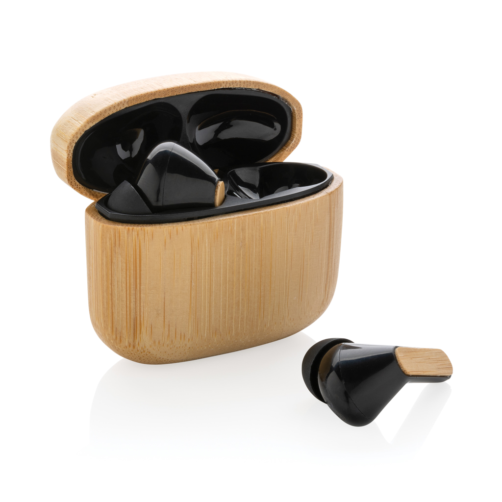 XD Collection Bamboo TWS earbuds with RCS recycled plastic