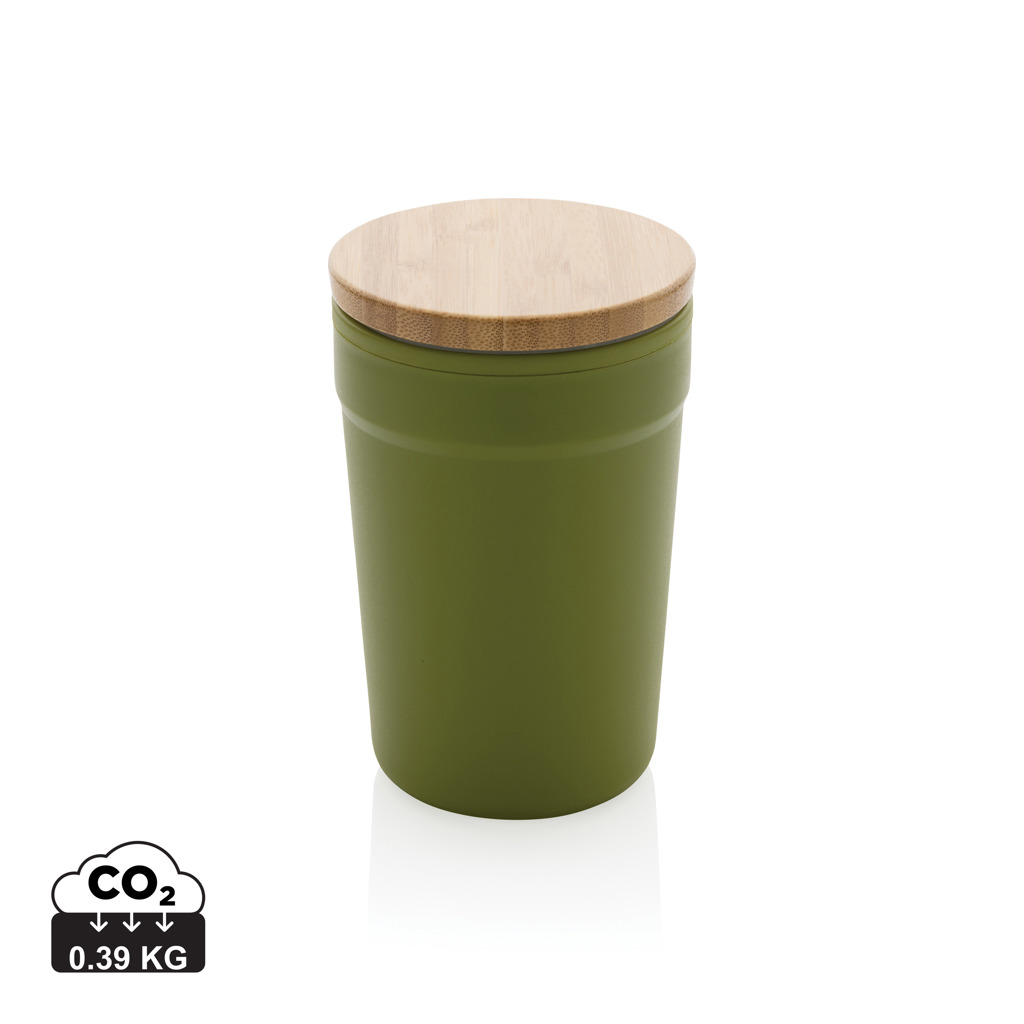 XD Collection GRS certified recycled PP mug with bamboo lid