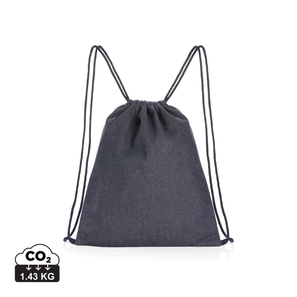 XD Collection Impact AWARE™ recycled denim drawstring backpack