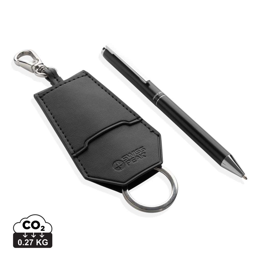 Swiss Peak SP Tula RCS certified recycled PU key holder and pen set