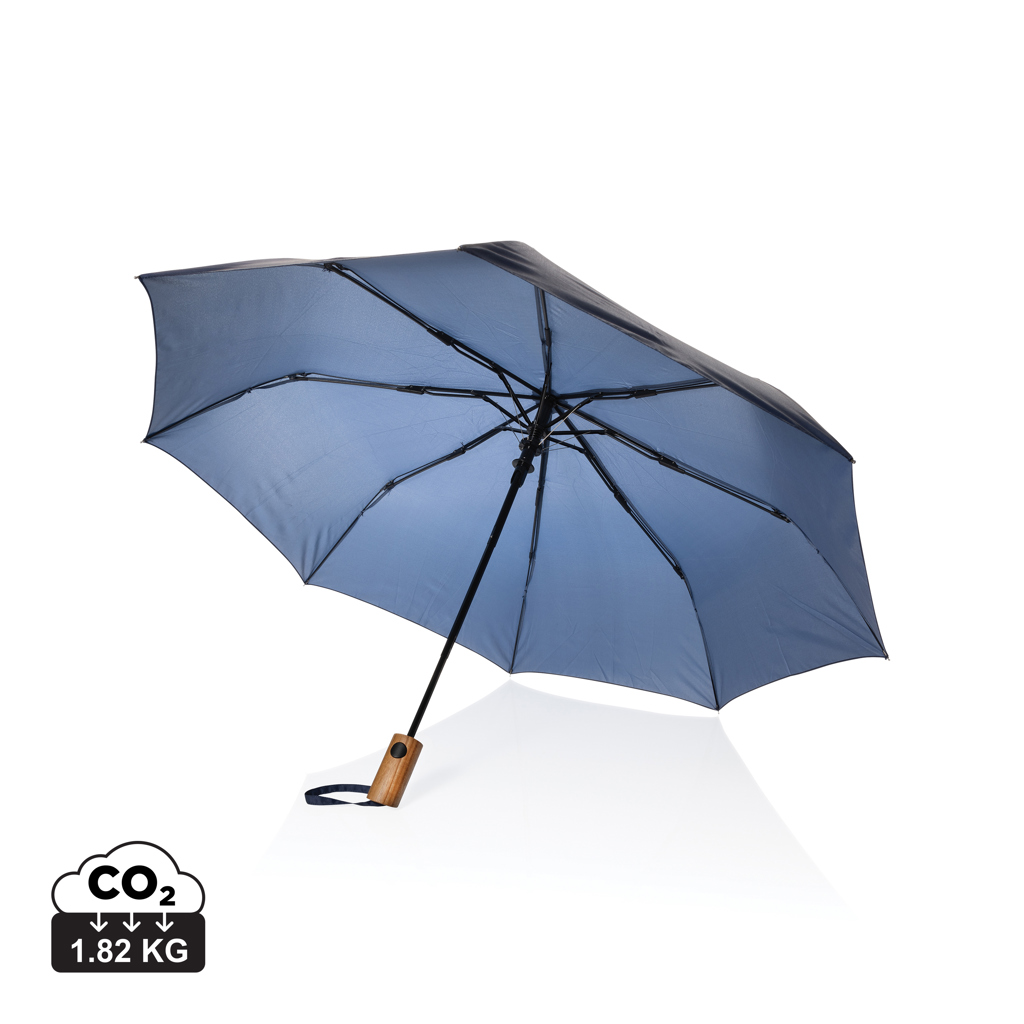 XD Collection Kaycey 21″ AWARE™ RPET Acacia wood mini auto open umbrella