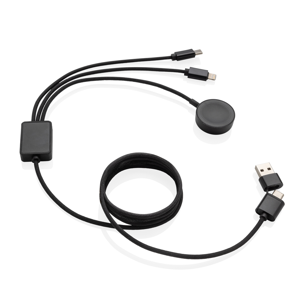 XD Xclusive Terra RCS rPET 6-in-1 60W charging cable with watch charger