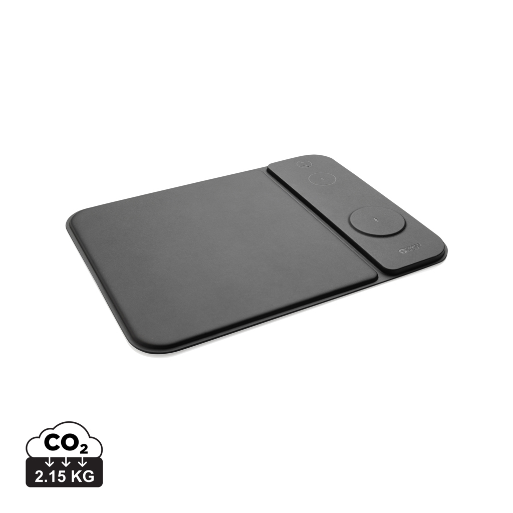 Swiss Peak Swiss peak RCS recycled PU 15W 3 in 1 charging mousepad