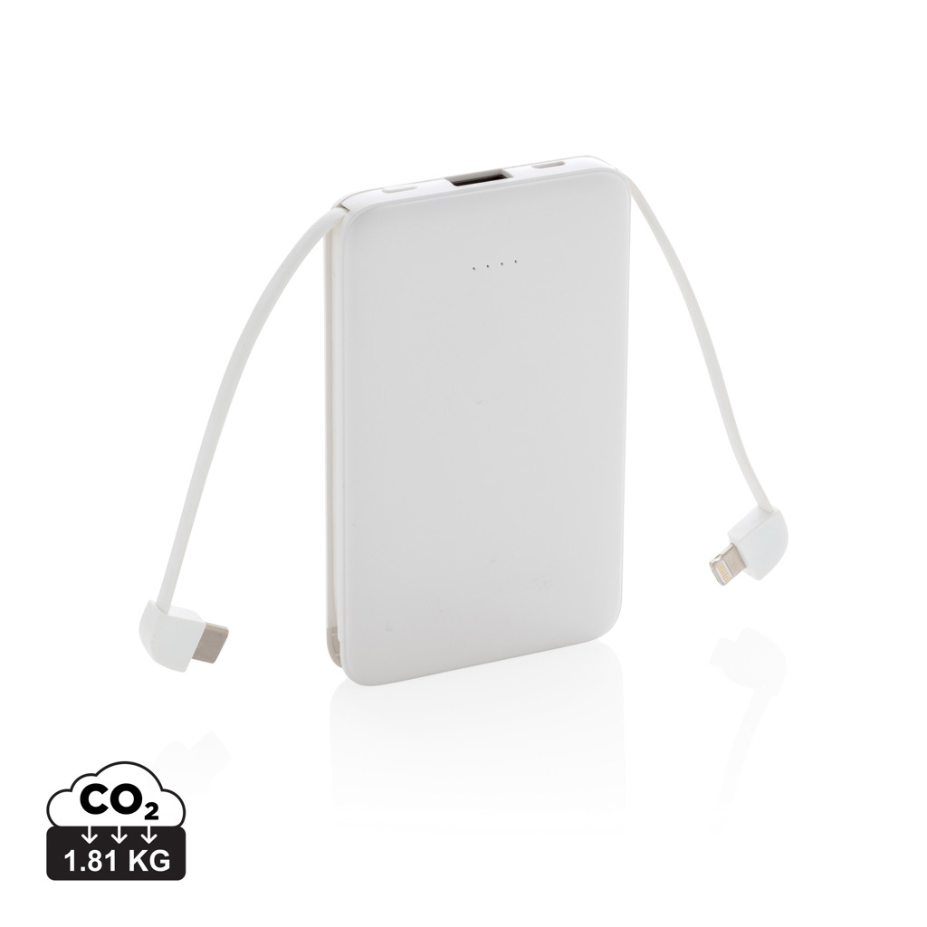 XD Collection 5.000 mAh Pocket Powerbank with integrated cables