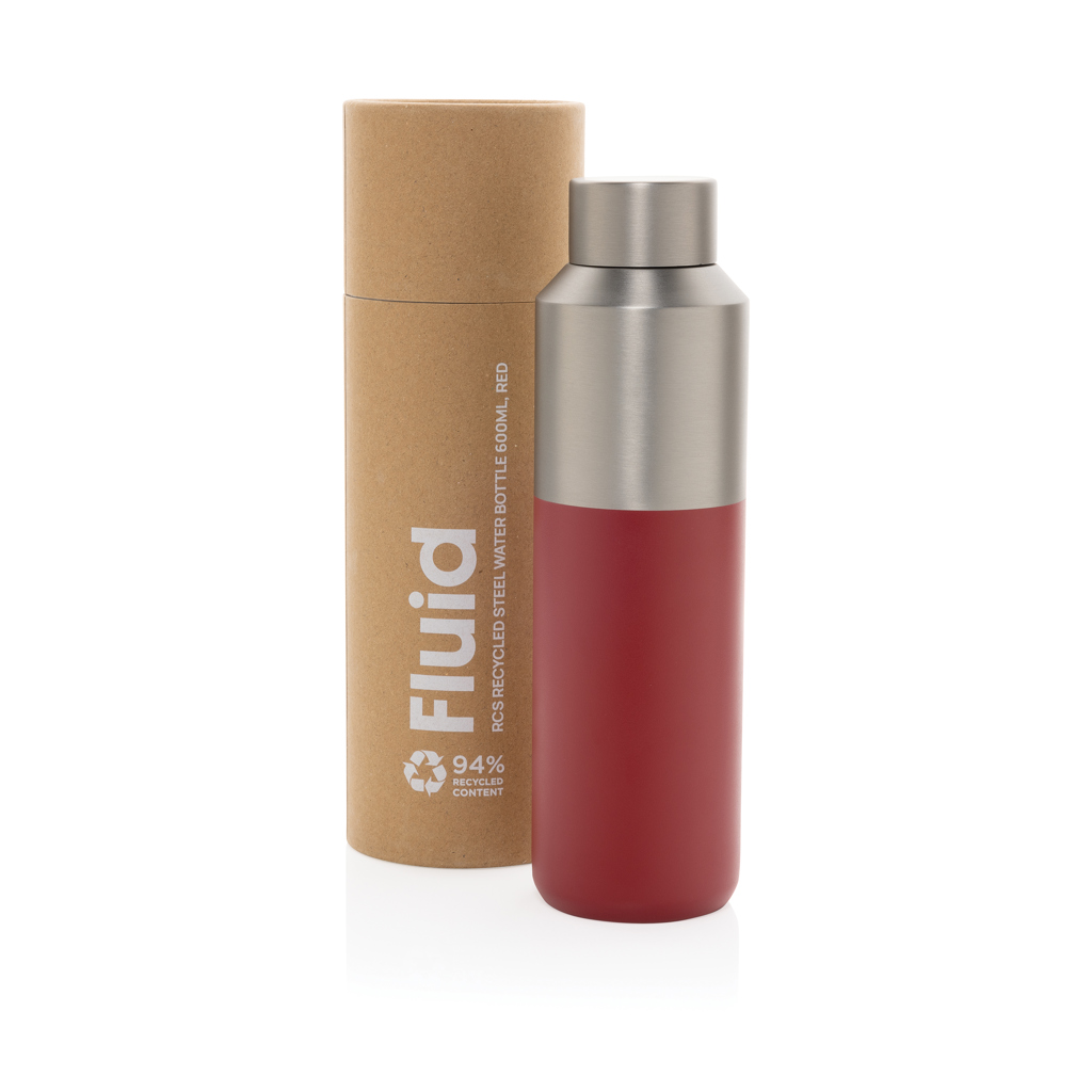 XD Collection Fluid RCS certified recycled steel water bottle 600ml