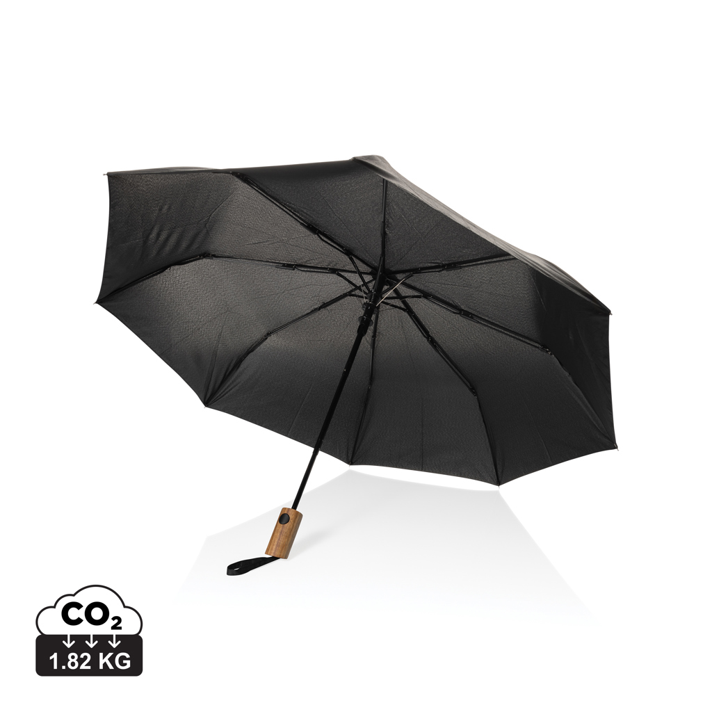 XD Collection Kaycey 21″ AWARE™ RPET Acacia wood mini auto open umbrella