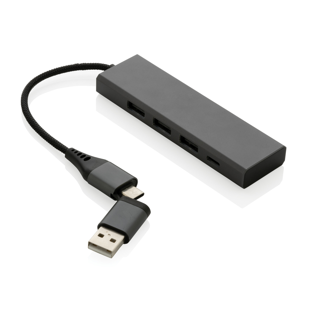 XD Xclusive Terra RCS recycled aluminium hub with 3 USB ports