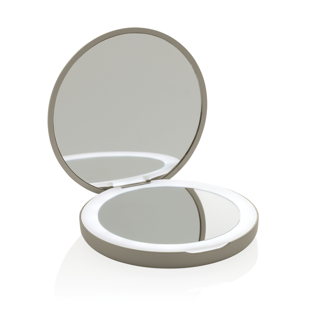 XD Collection Lumora RCS recycled plastic LED re-chargeable make-up mirror