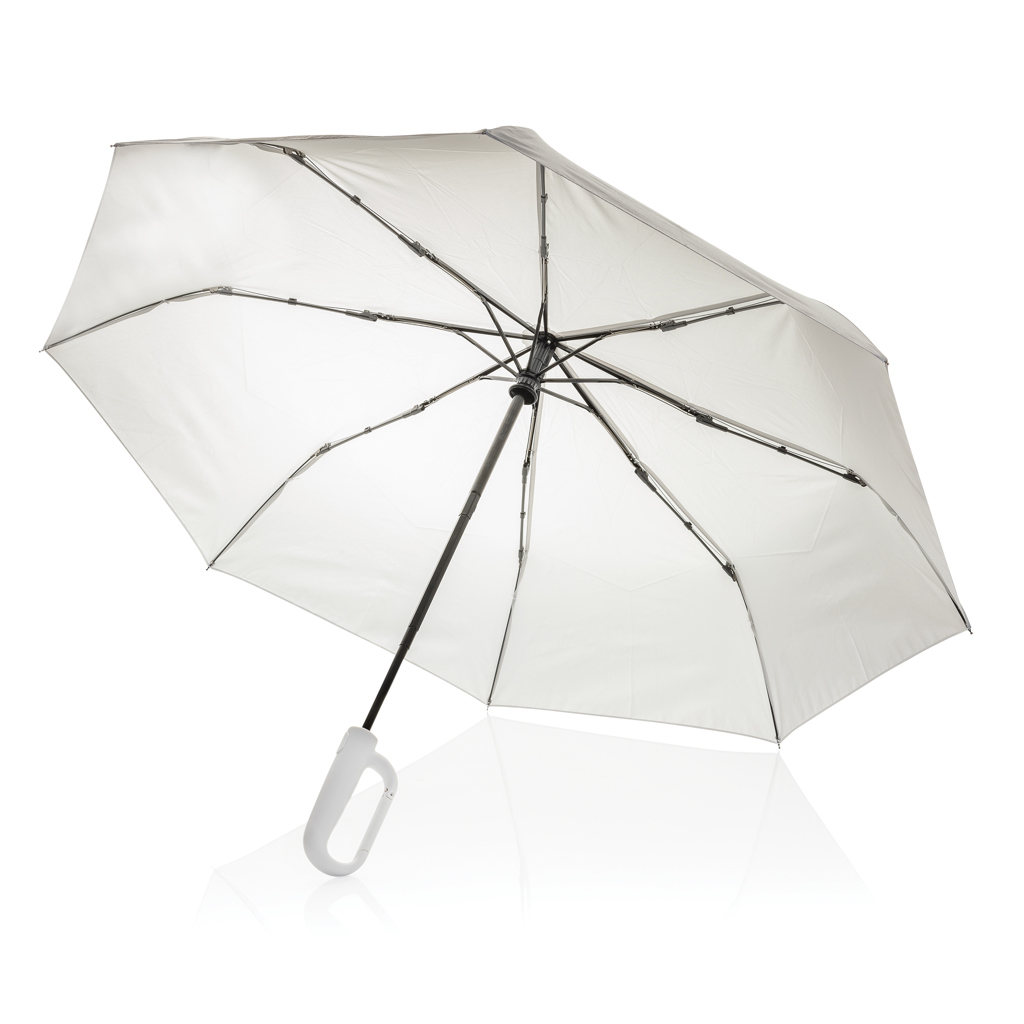XD Collection Yara 21″ AWARE™ RPET solid colour umbrella with carabiner