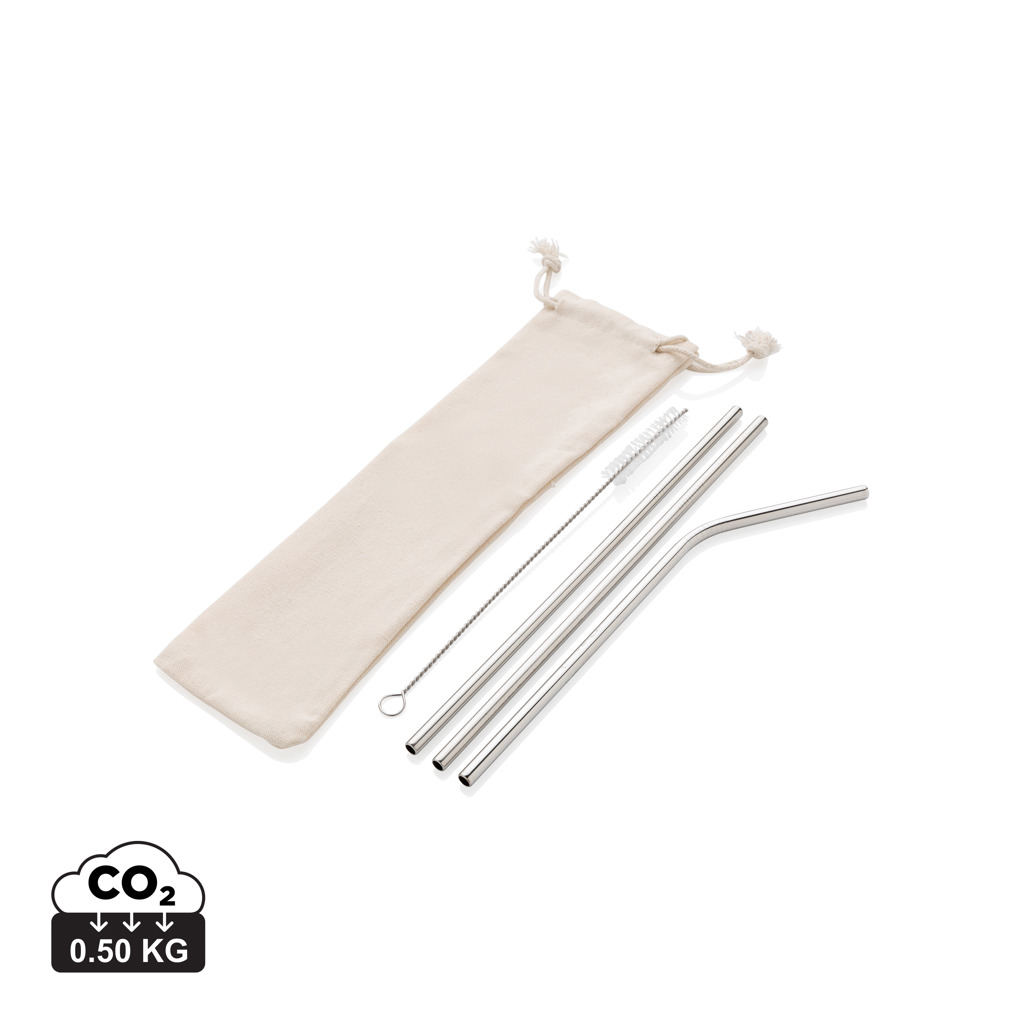 XD Collection Reusable stainless steel 3 pcs straw set