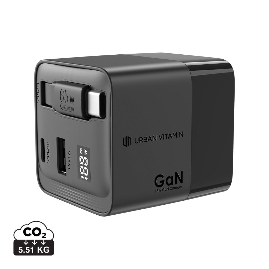 Urban Vitamin Urban Vitamin Mendocino 65W GaN charger retractable cable